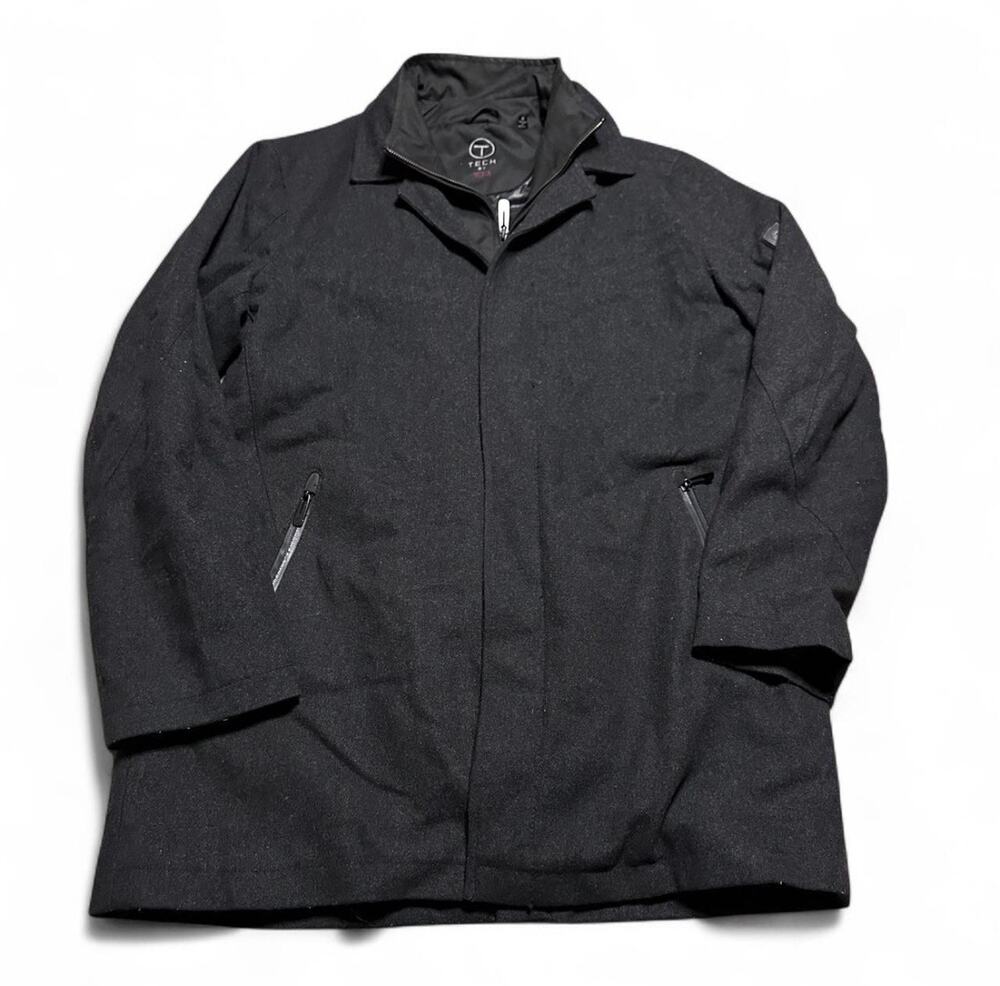 TUMI T-Tech Black Wool Blend Insulated Coat